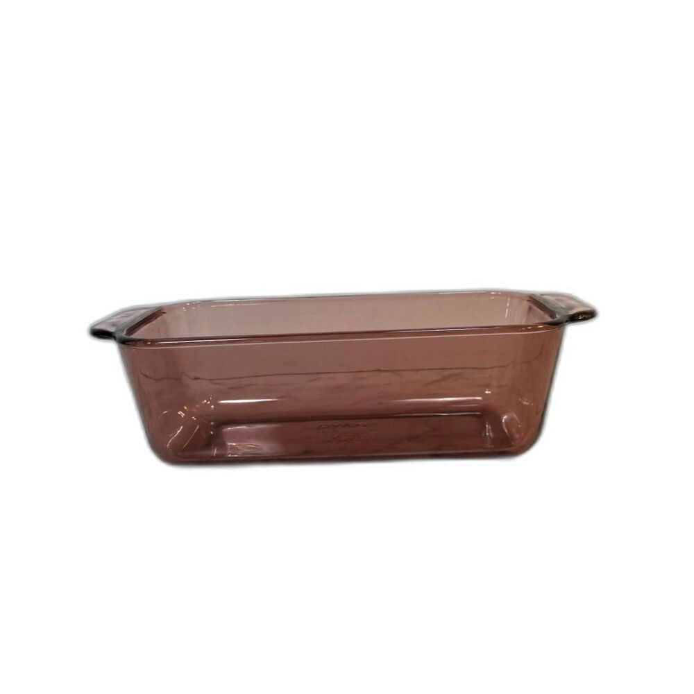 Pyrex Cranberry Colored Glass Bread Loaf Baking Dish 1.5 Qt Made in USA 9"x5"x3"